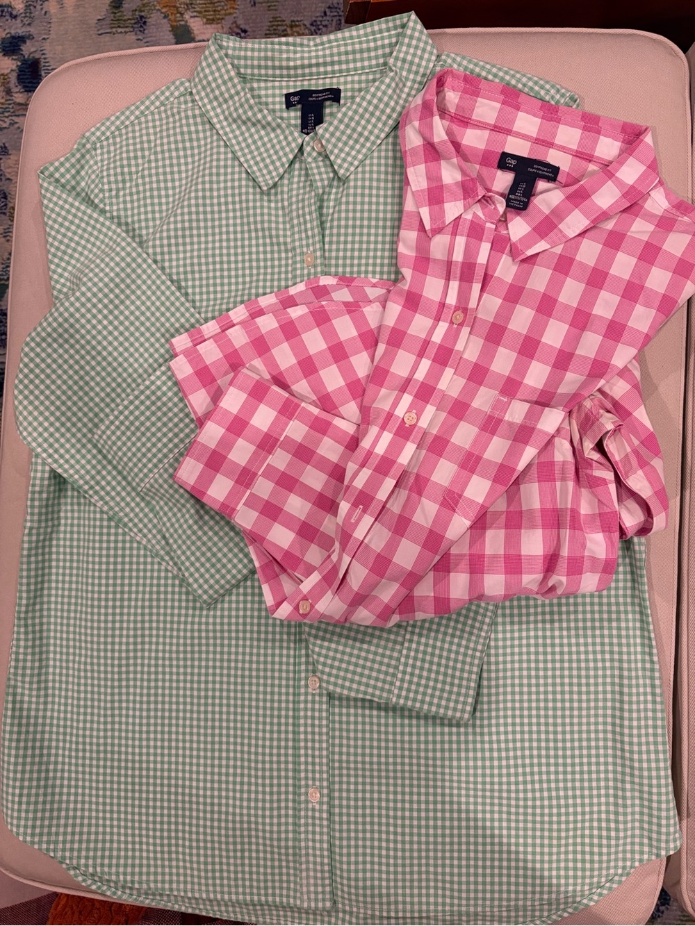 GAP | Lot of 2, Women’s Pink Check & Green Gingham Button-Down Shirts